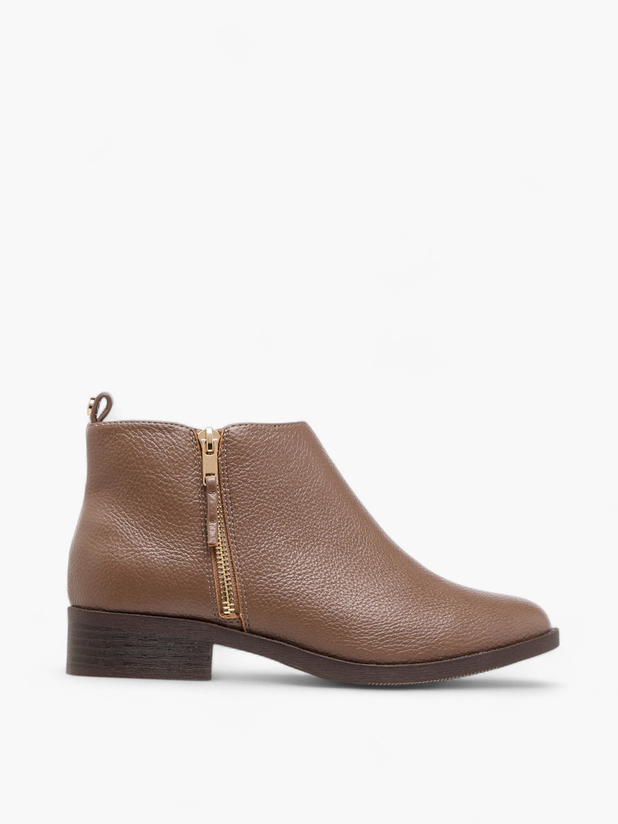 Solid Ankle Boots with Zip Closure