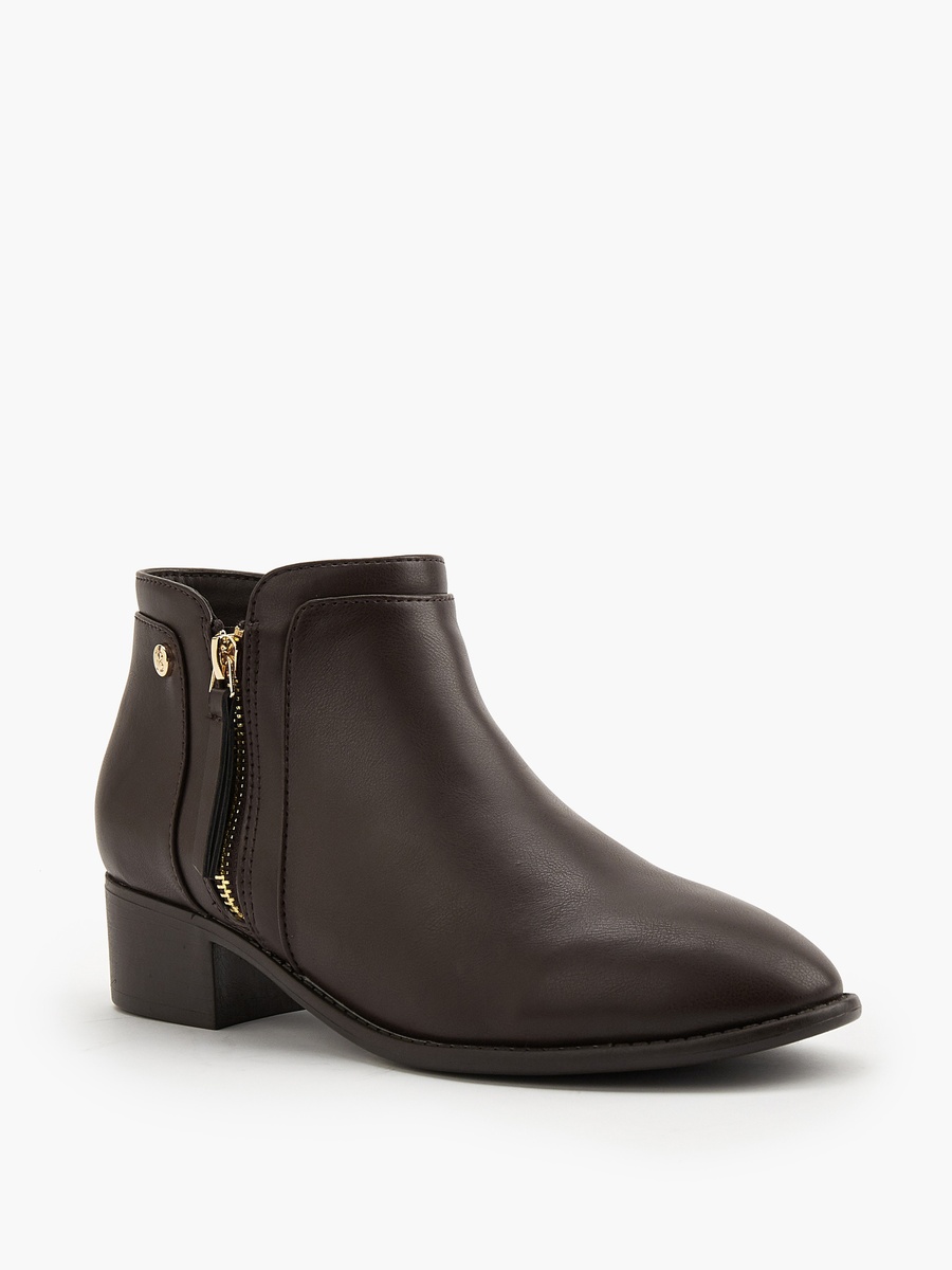 Solid Ankle Boots with Zip Closure