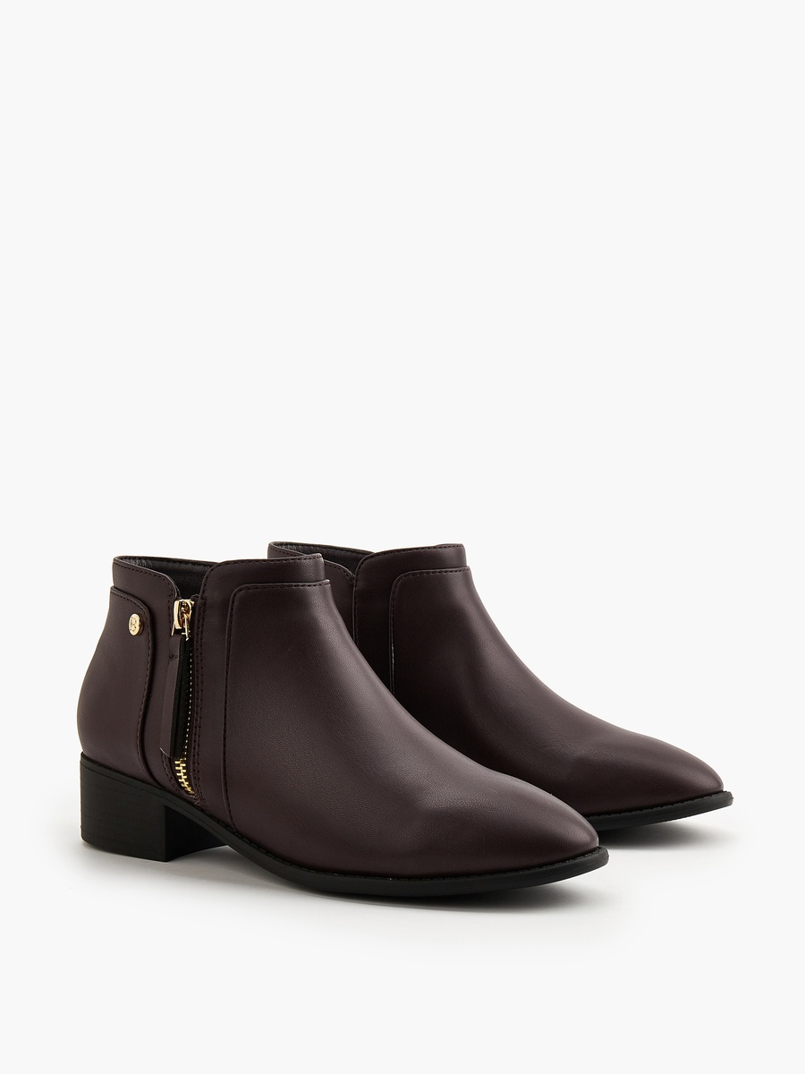 Solid Ankle Boots with Zip Closure
