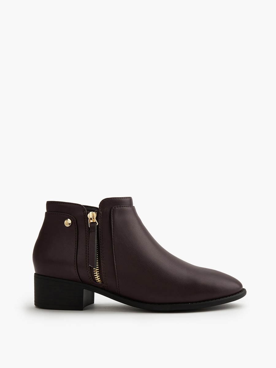 Solid Ankle Boots with Zip Closure