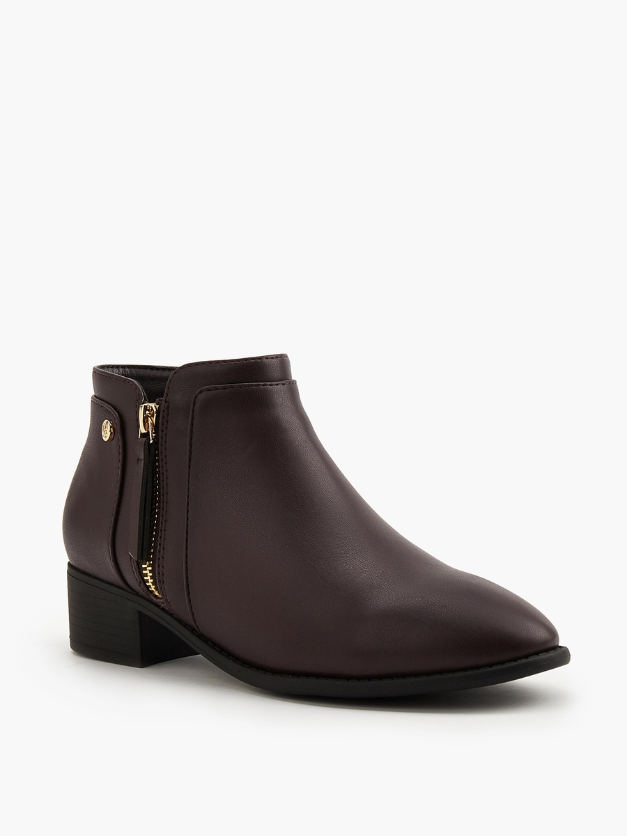 Solid Ankle Boots with Zip Closure