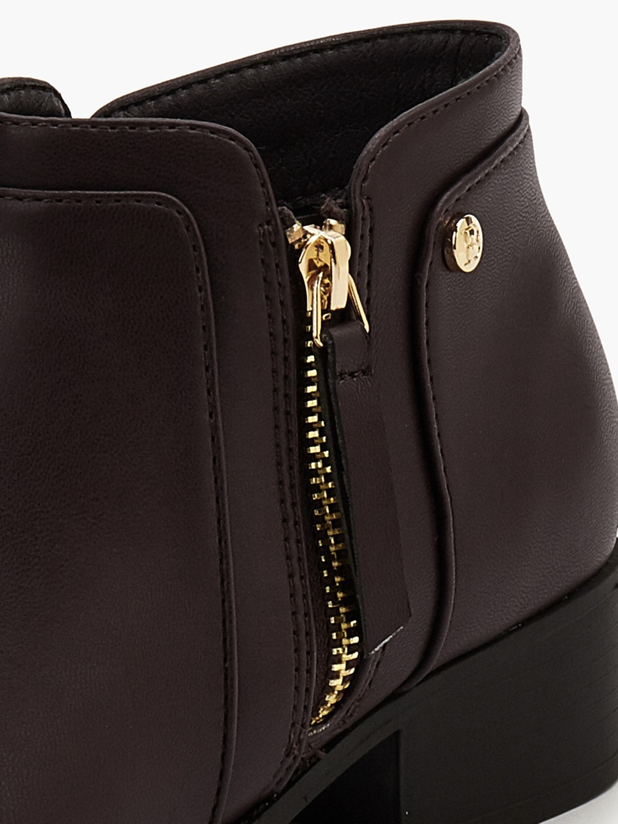 Solid Ankle Boots with Zip Closure