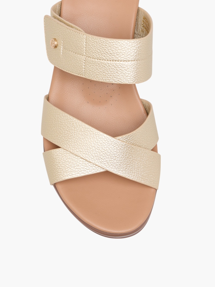 Slip-On Cross Strap Sandals with Block Heels