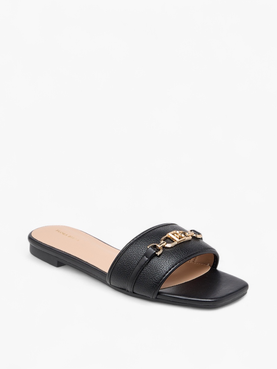 Metal Accent Slip-On Flat Sandals