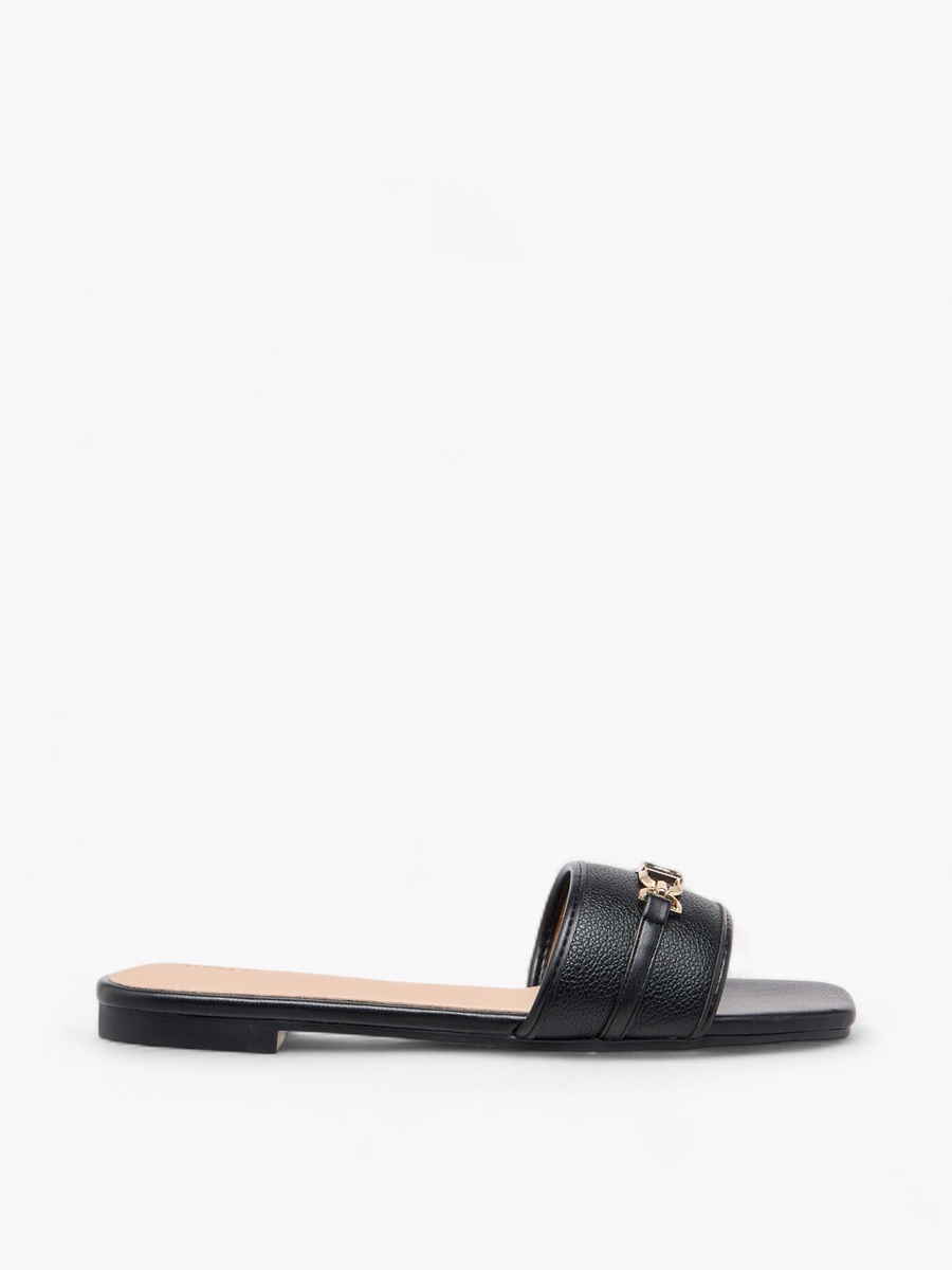 Metal Accent Slip-On Flat Sandals