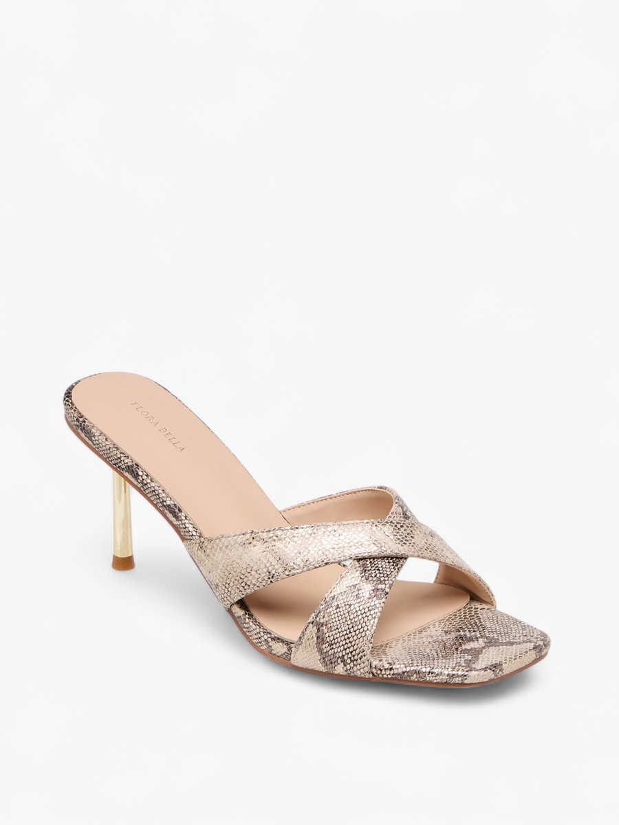 Animal Print Slip-On Cross Strap Sandals with Stiletto Heels