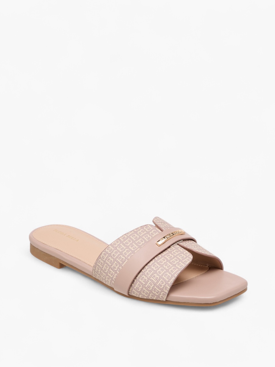 Monogram Print Slip-On Flat Sandals