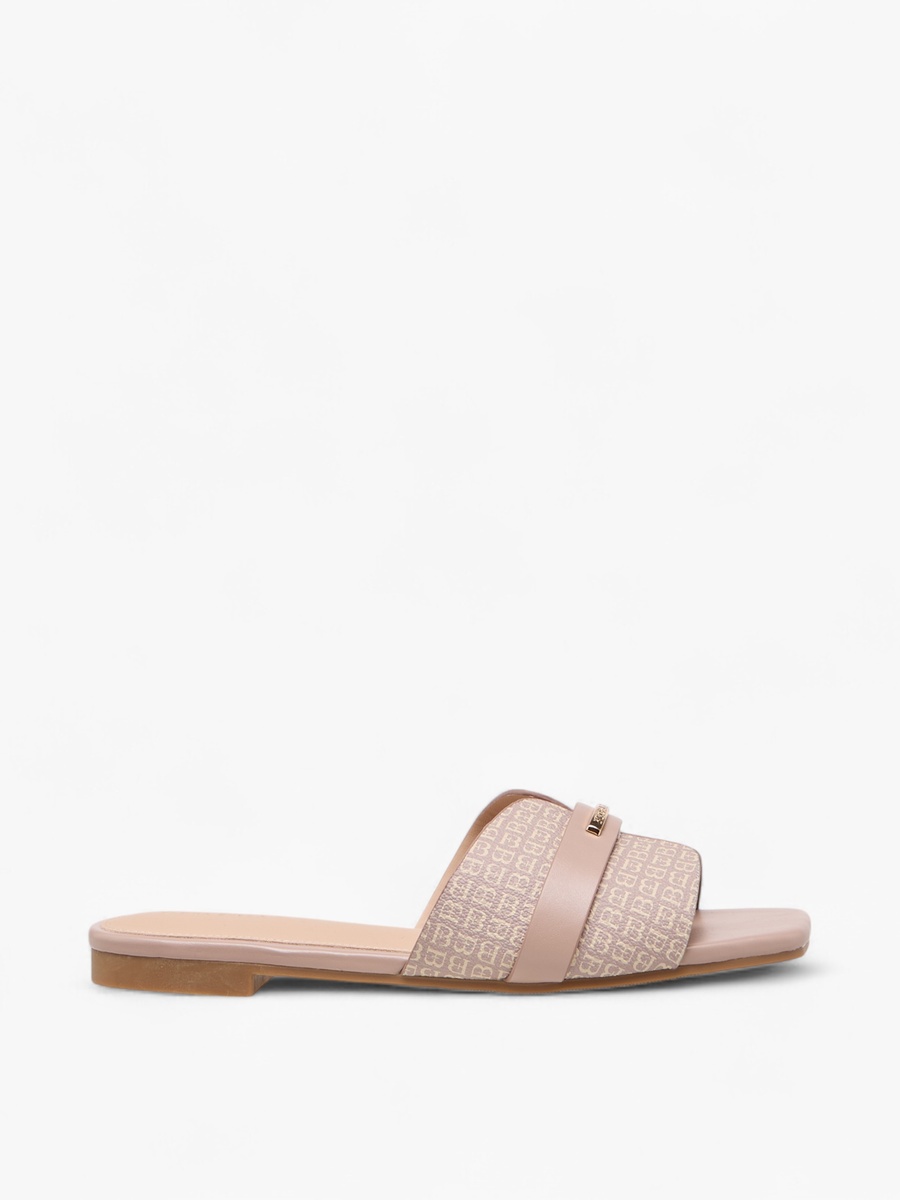 Monogram Print Slip-On Flat Sandals