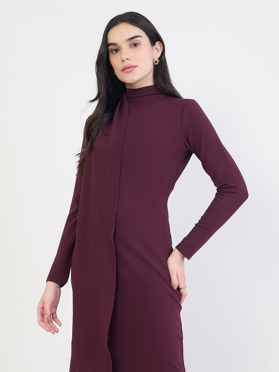 knee length dresses for ladies Maroon Sleeveless Cami Bodycon Maxi Dress by Wyshlist