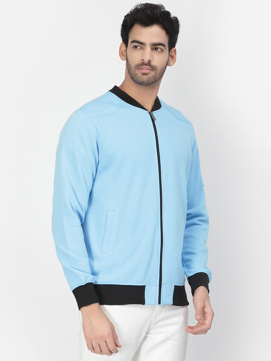 Men Blue Regular Fit Contrast Trim Jacket