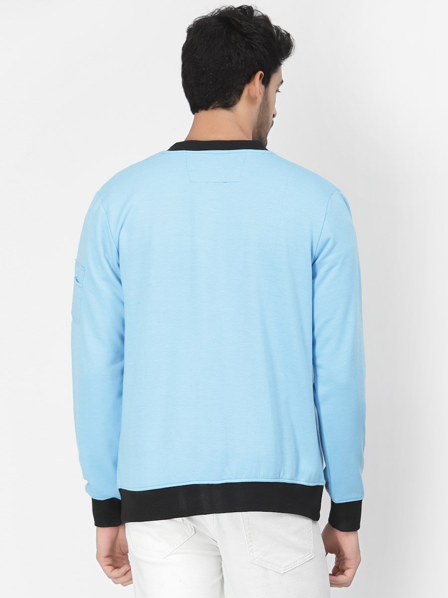Men Blue Regular Fit Contrast Trim Jacket