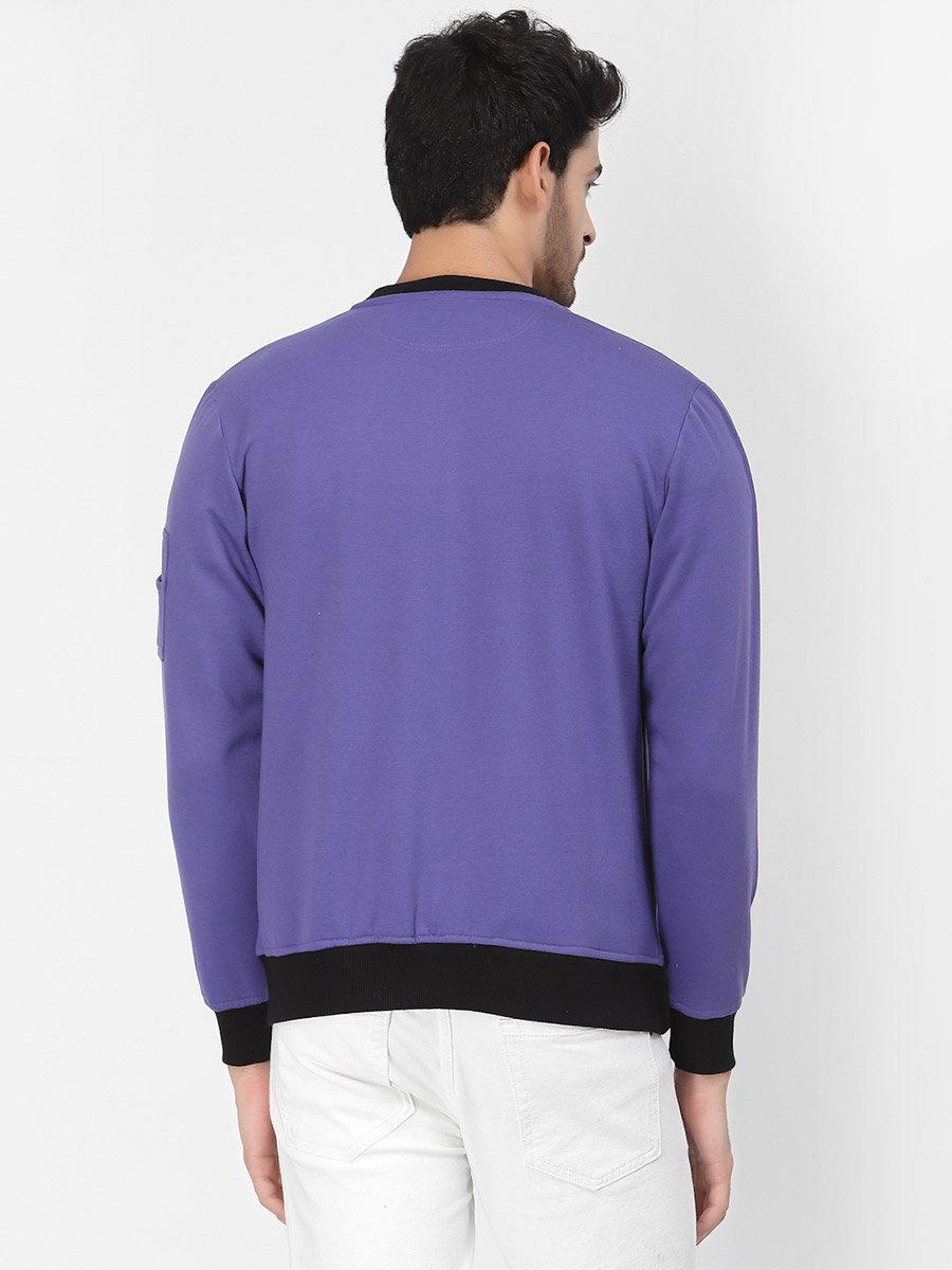 Men Purple Regular Fit Contrast Trim Jacket
