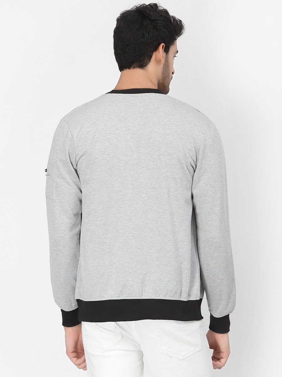 Men Grey Regular Fit Contrast Trim Jacket