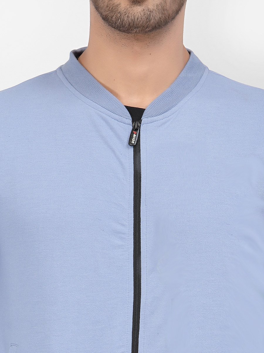 Men Blue Regular Fit Zip-Up Jacket