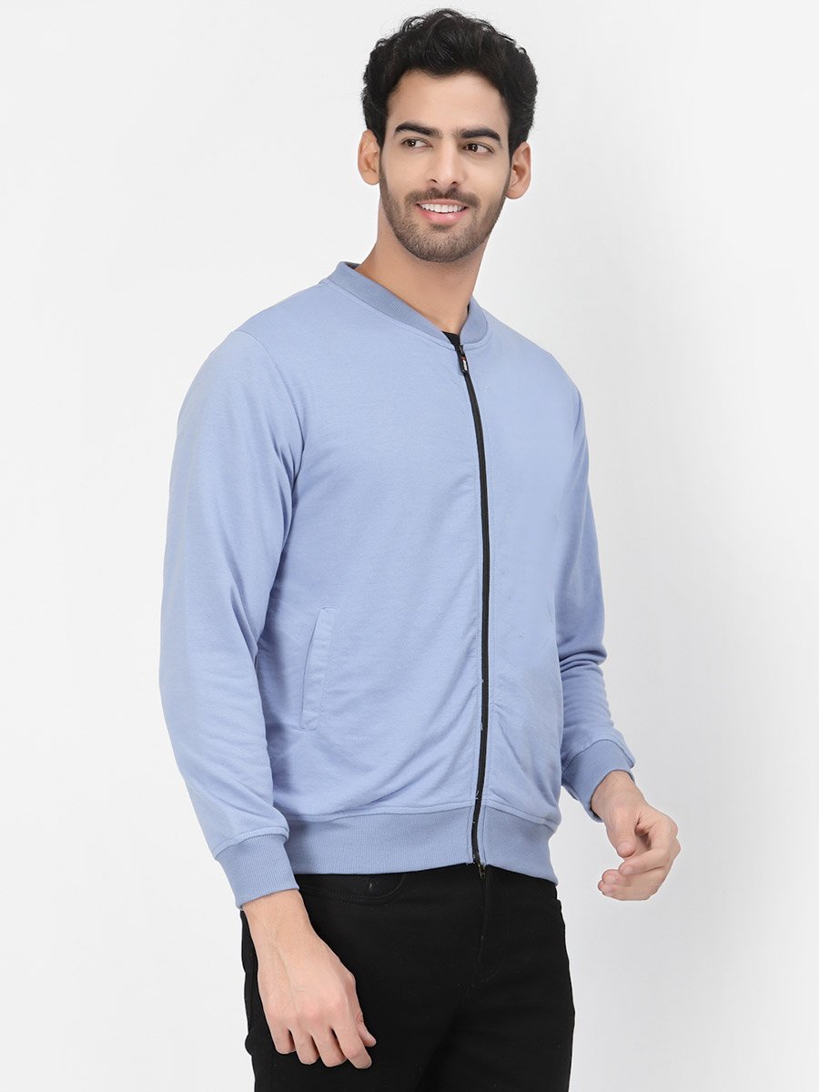 Men Blue Regular Fit Zip-Up Jacket