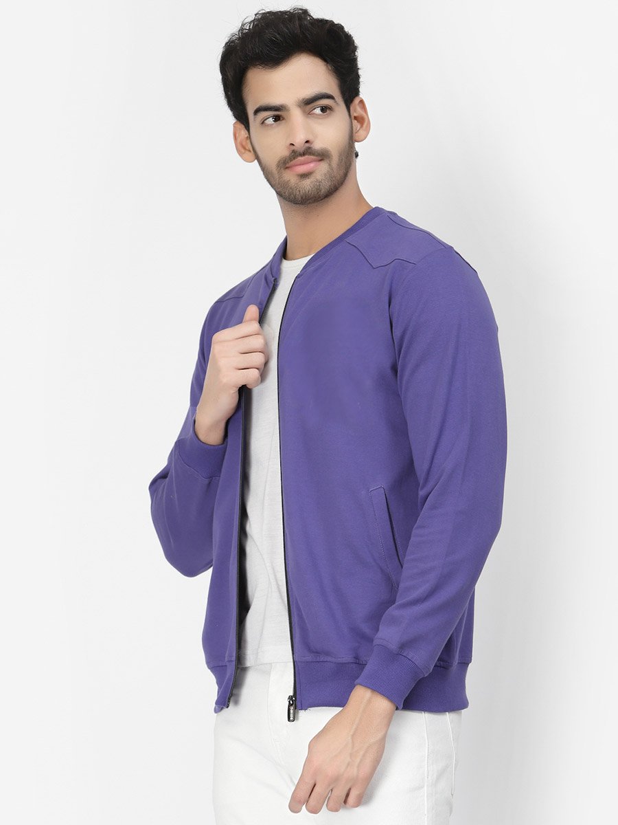 Men Purple Regular Fit Zip-Up Jacket