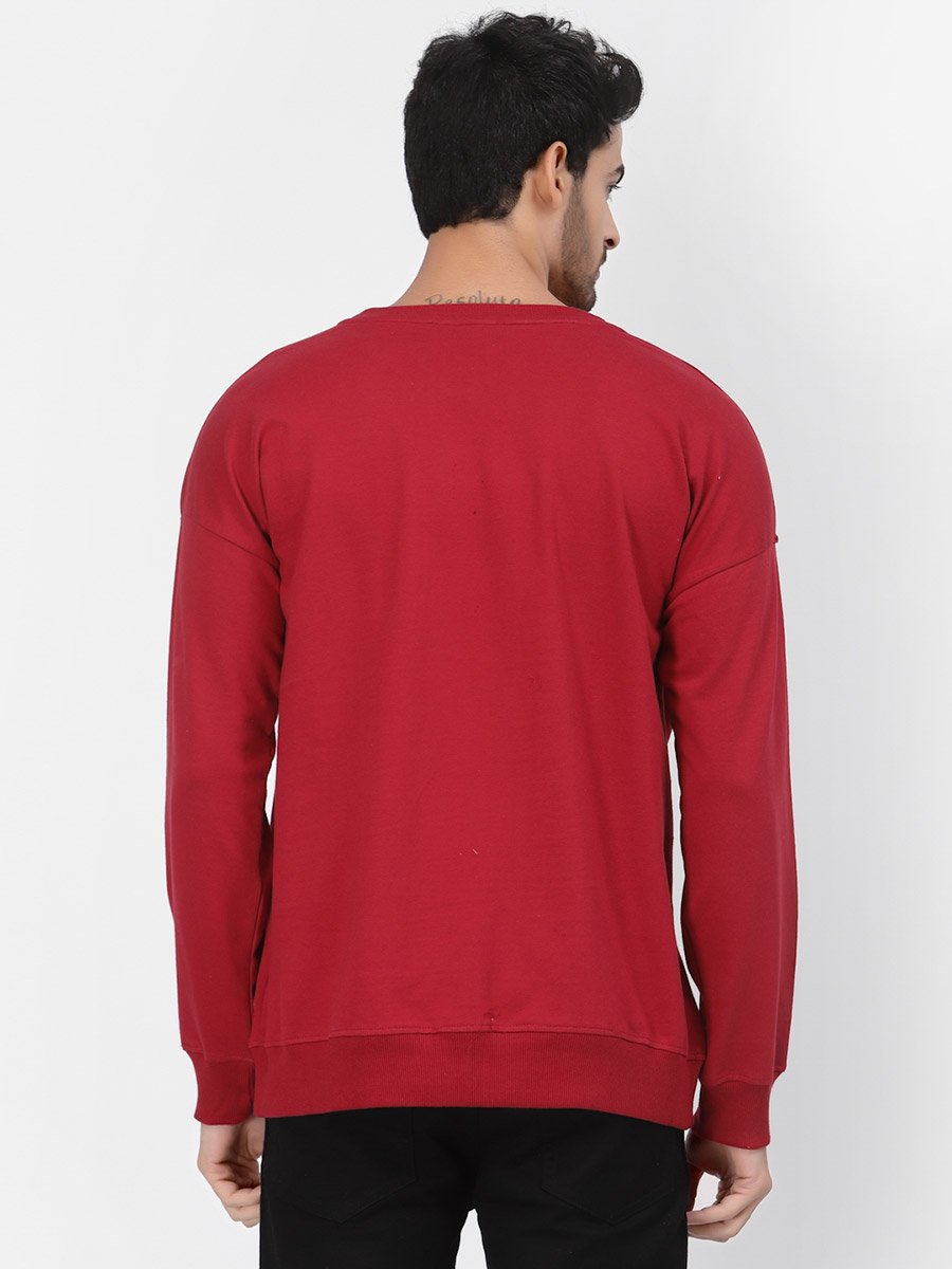 Men Red Graphic Print Pullover Sweatshirt