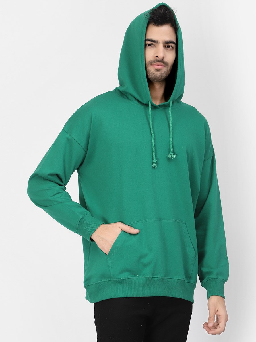 Men Green Relaxed Fit Graphic Hoodie