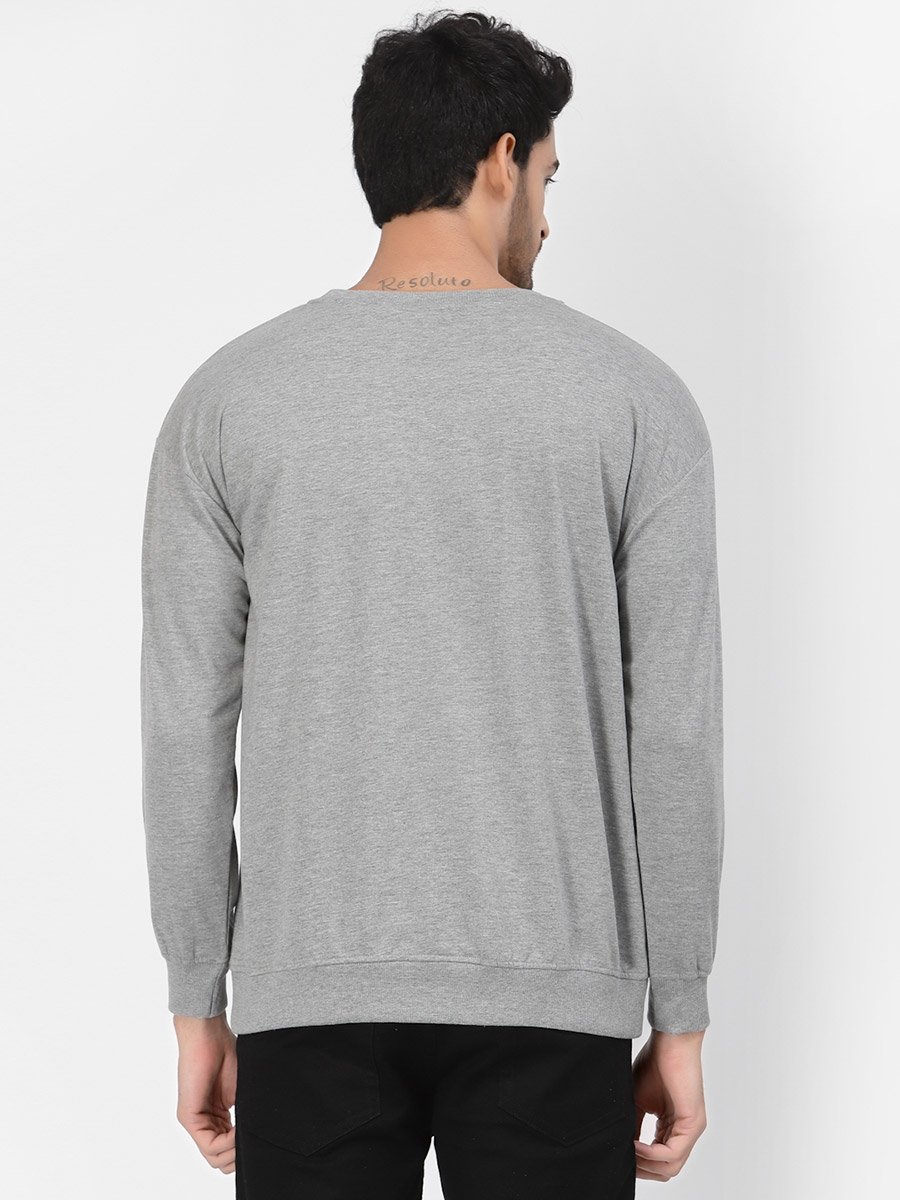 Men Grey Regular Fit Round Neck Sweatshirt