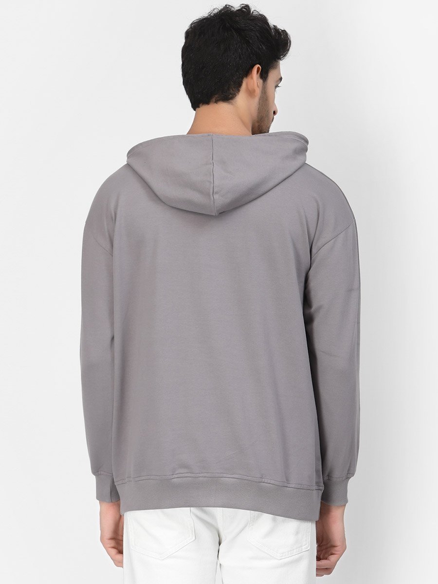 Men Graphic Print Grey Hoodie