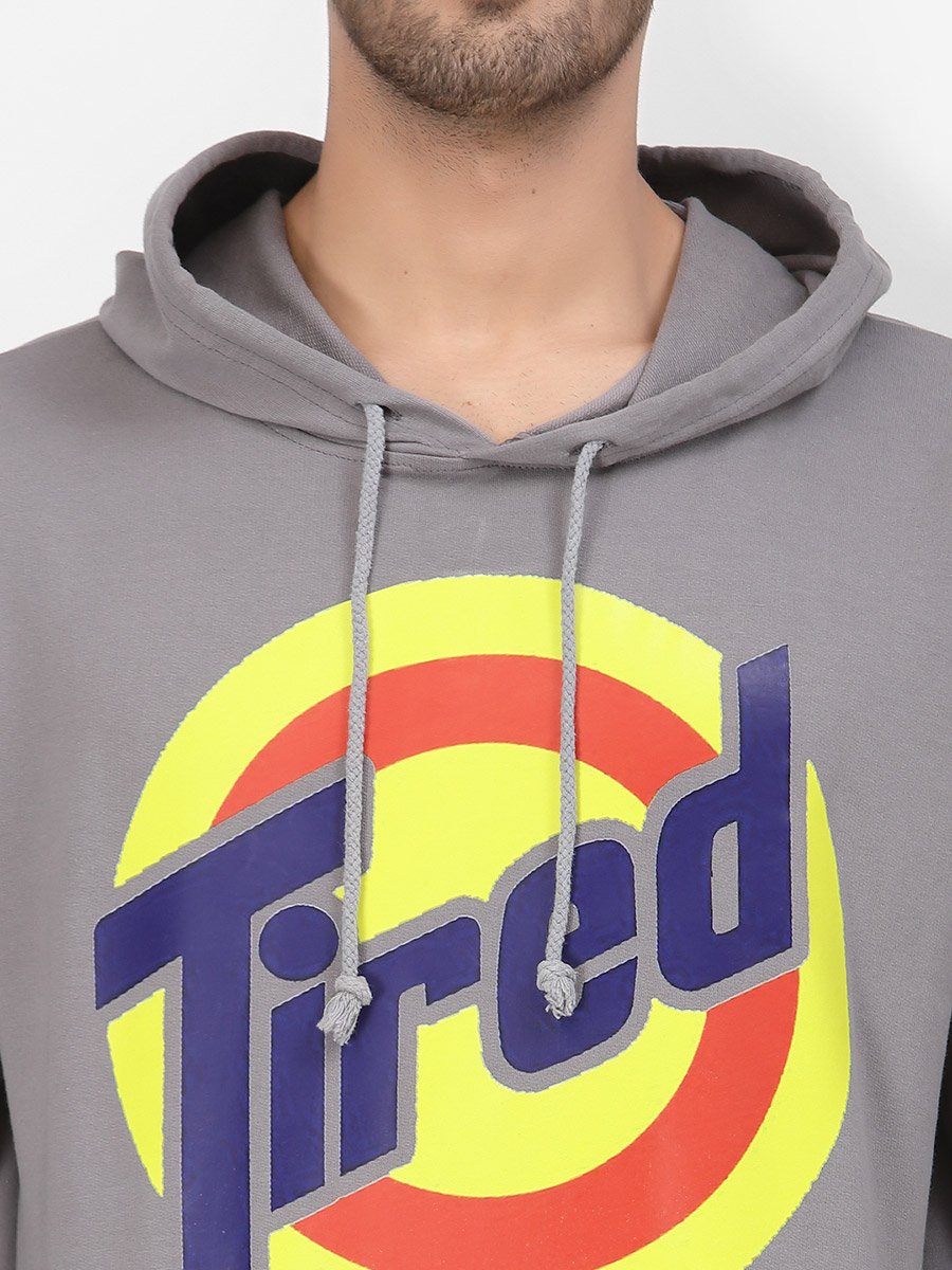 Men Graphic Print Grey Hoodie