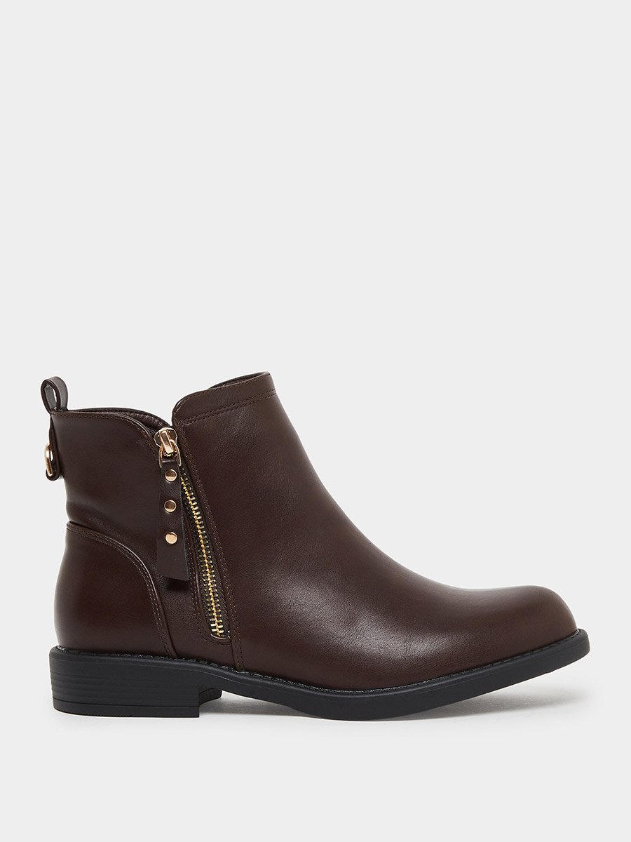 Coffee Brown Ankle Boots