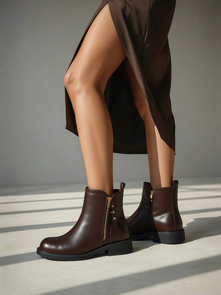 Coffee Brown Ankle Boots