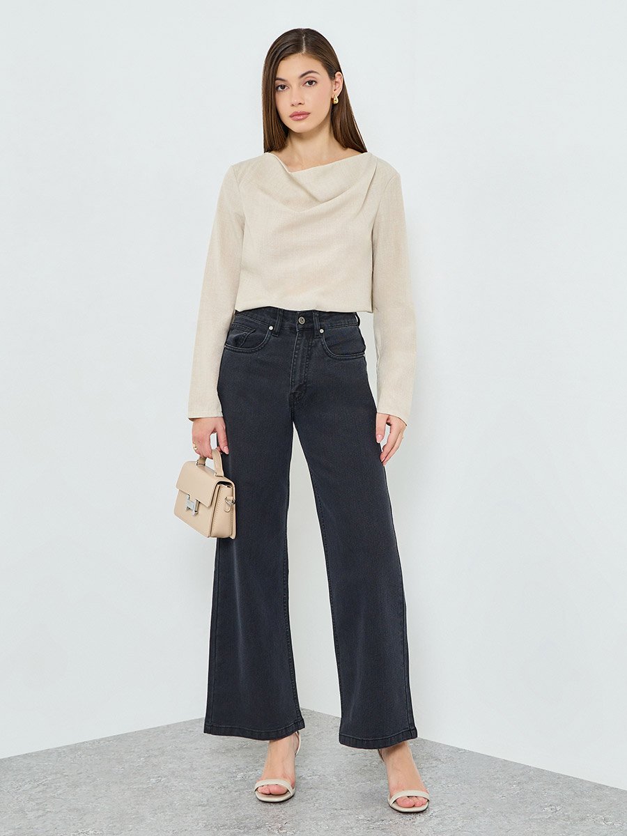Women Black Wide Leg Jeans