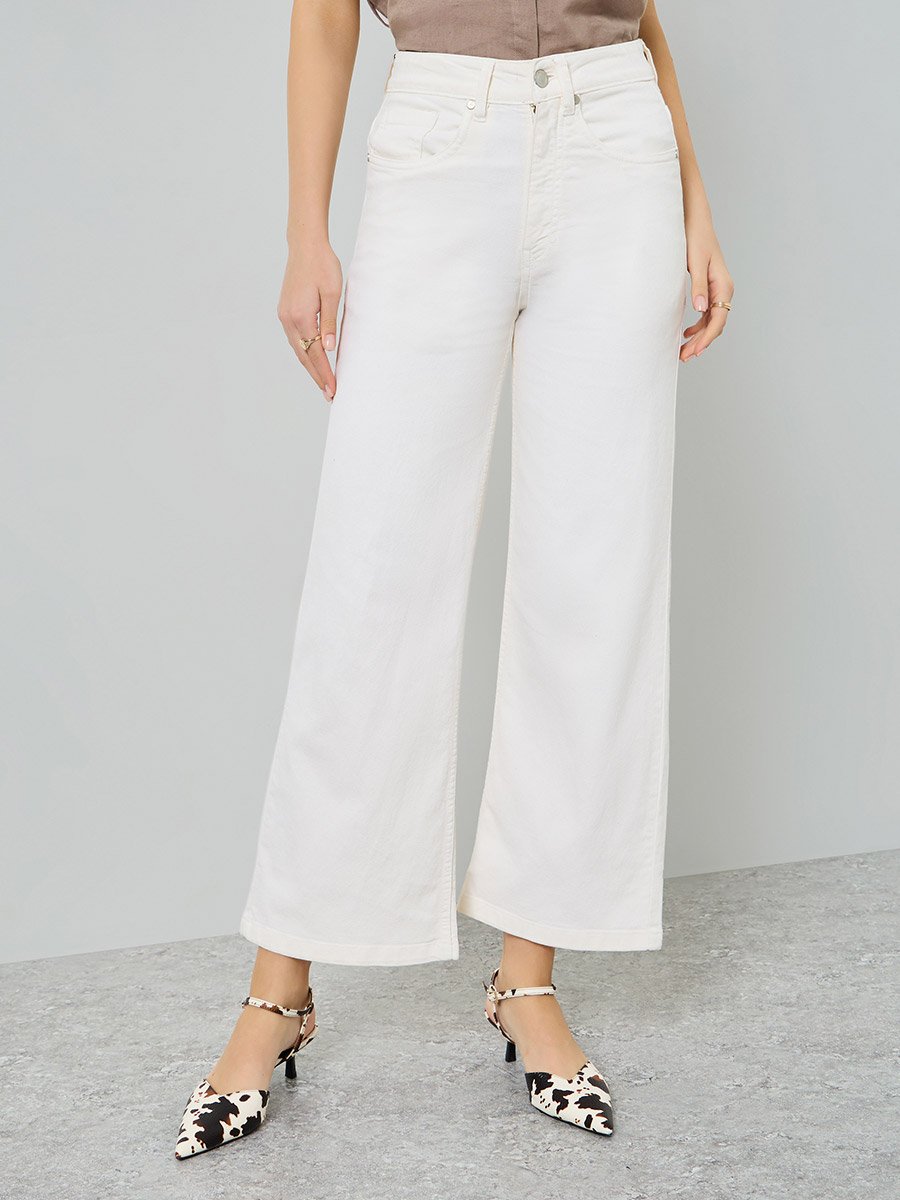 Women Mid Rise Wide Leg Jeans