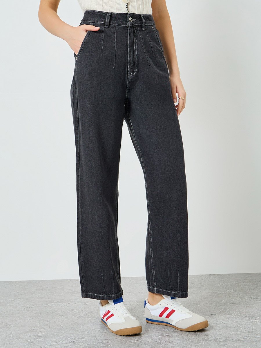 Women Mid Rise Barrel Fit Jeans