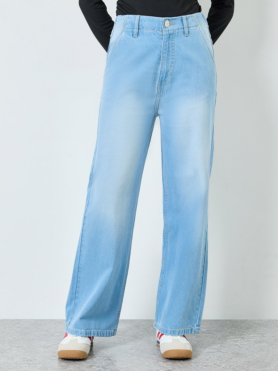 Women High Rise Wide Leg Jeans