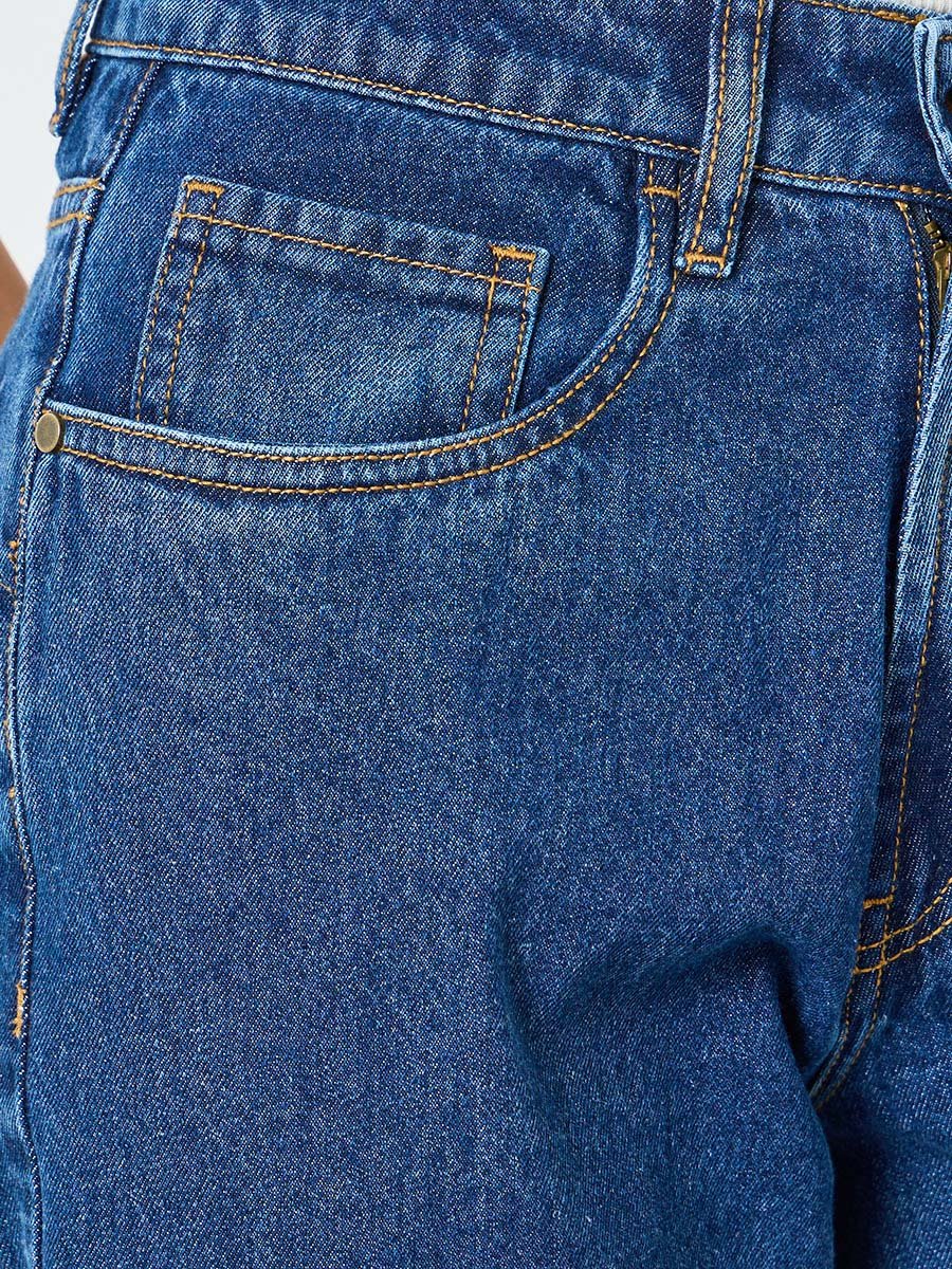Women Dark Blue High Rise Relaxed Fit Jeans 