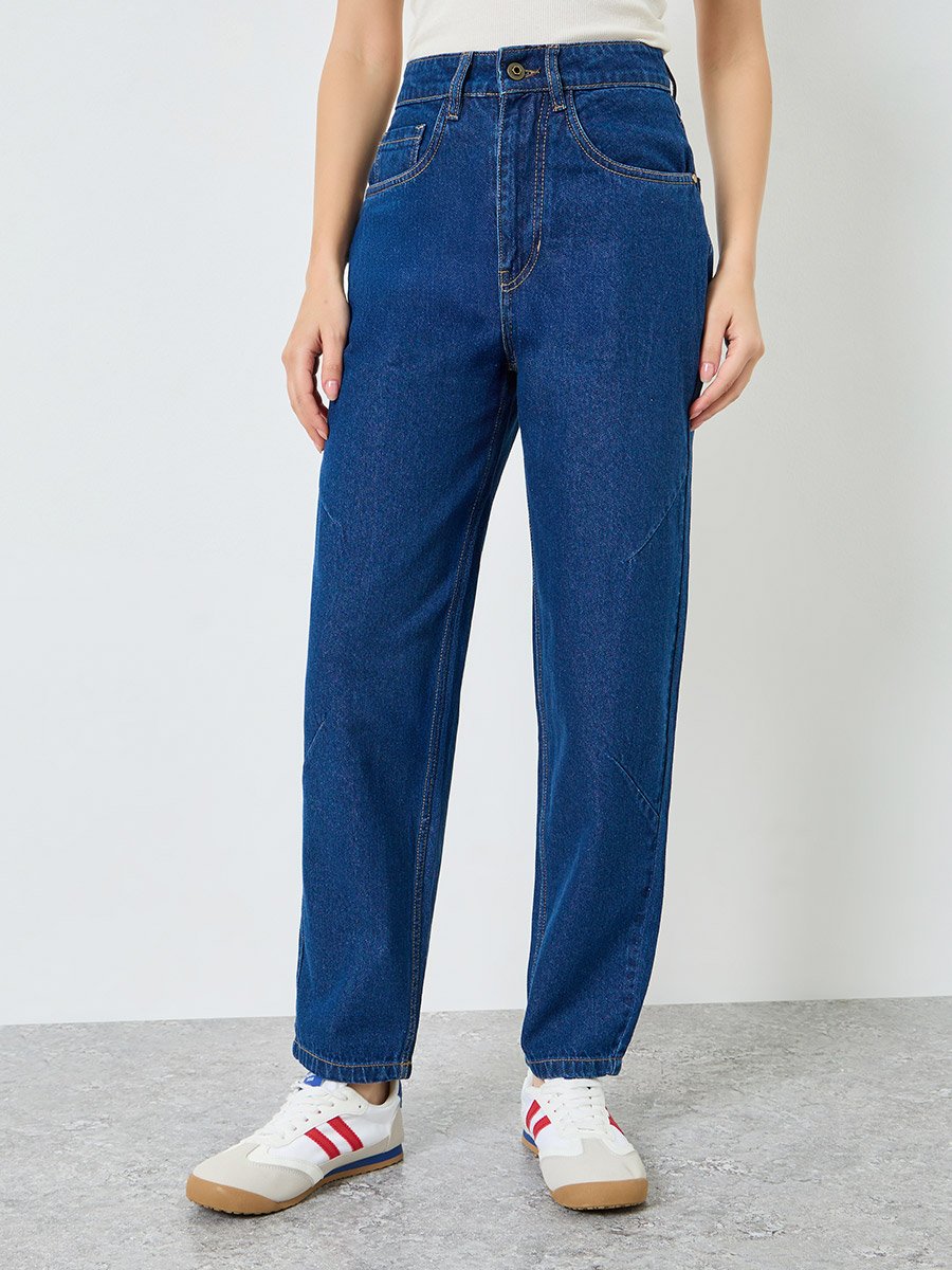 Women Dark Blue Baggy Fit Jeans