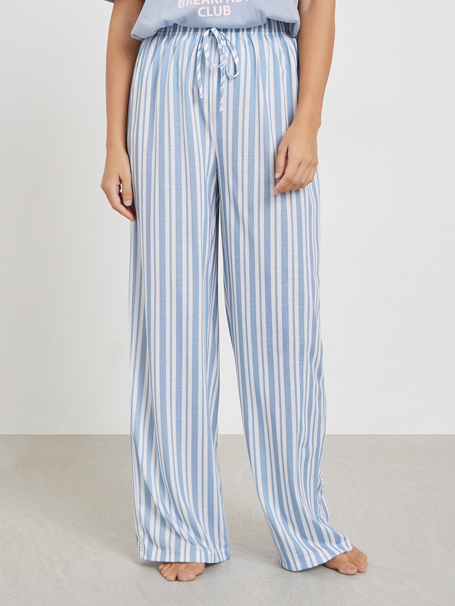 Graphic Print Dropped Shoulder T-Shirt and Pyjama Set