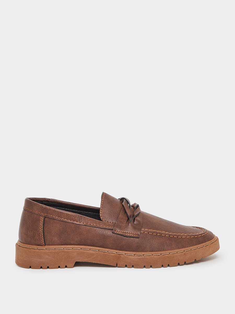 Faux Leather Contrast Sole Loafers