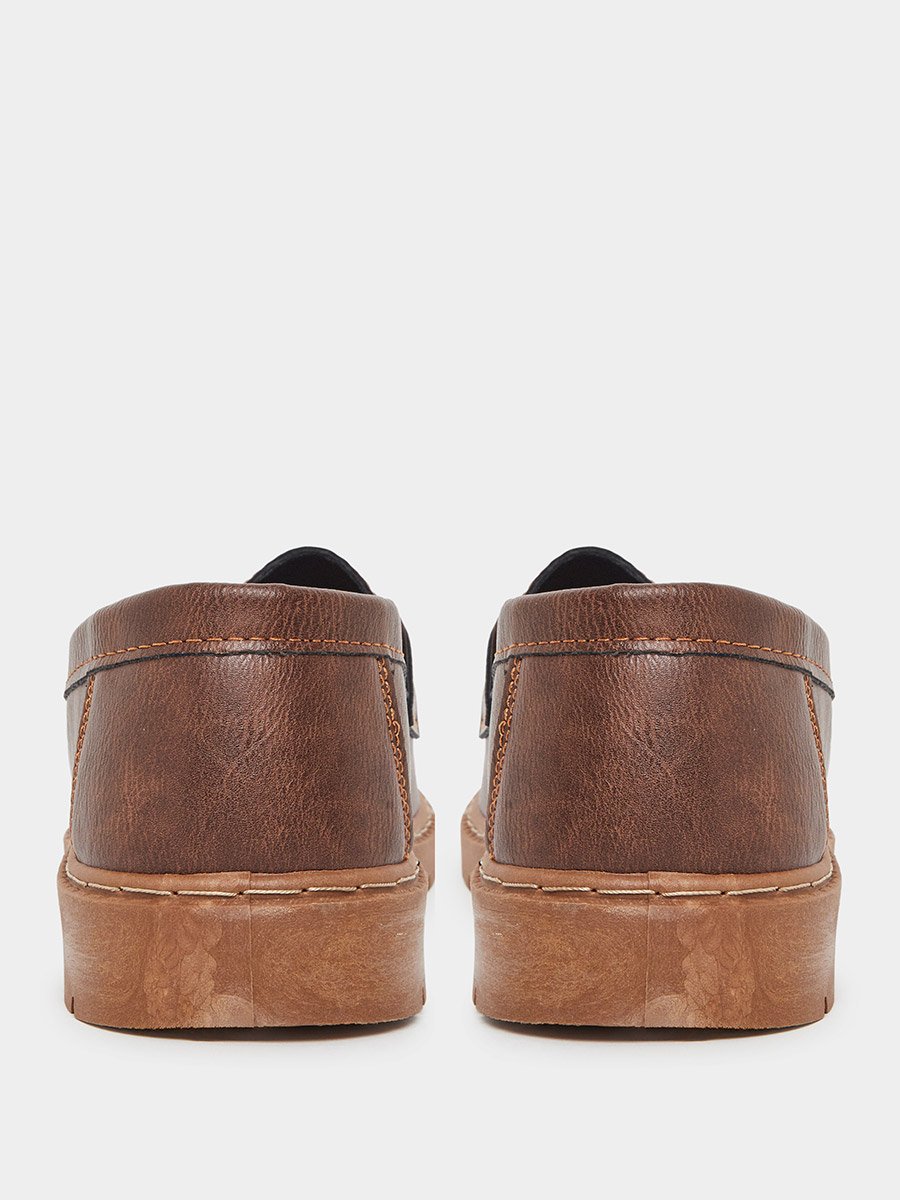 Faux Leather Contrast Sole Loafers