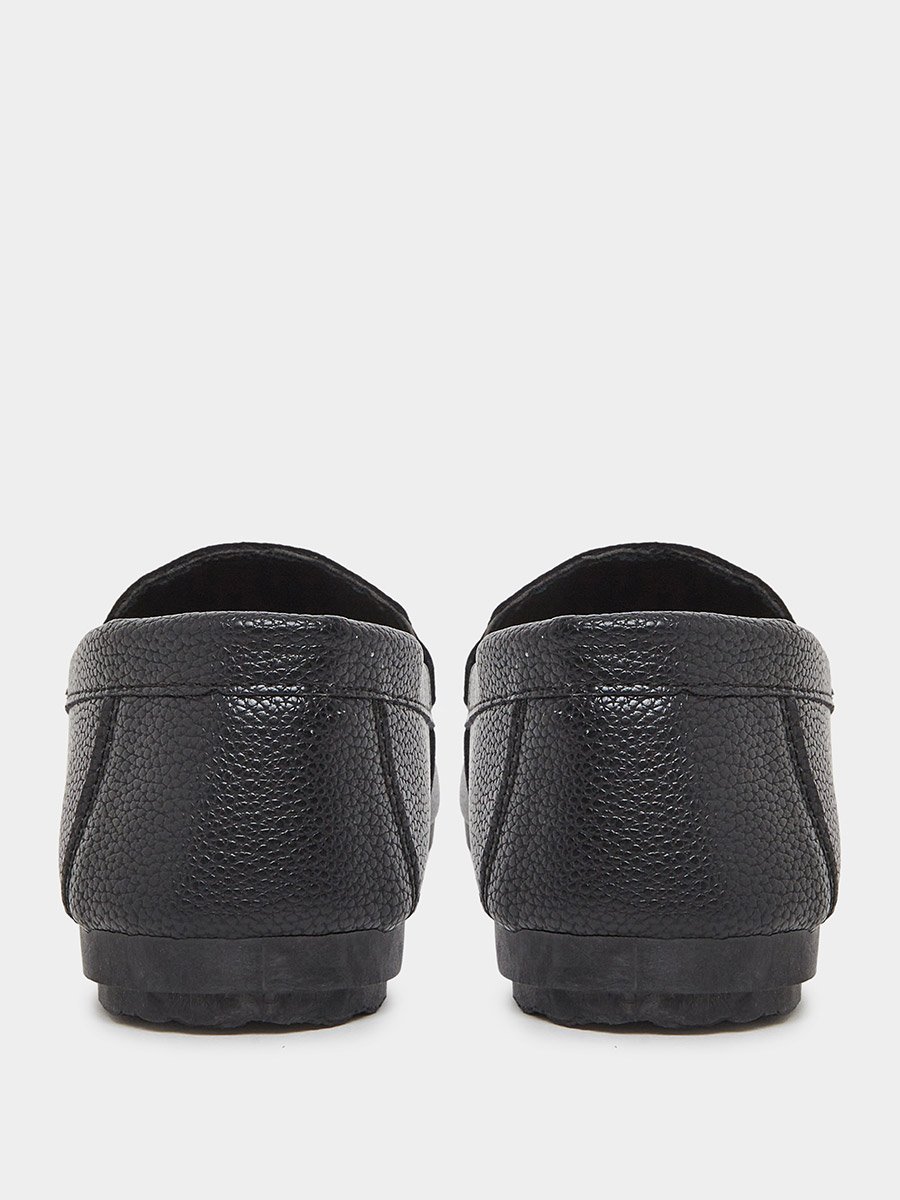Men Black Woven Pattern Slip-On Loafers