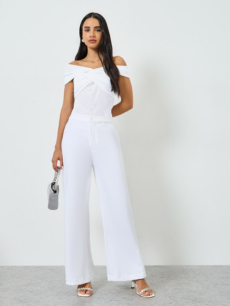 White Wide Leg Formal Pants