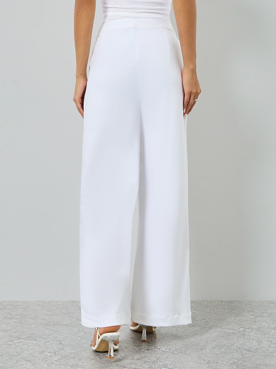 White Wide Leg Formal Pants