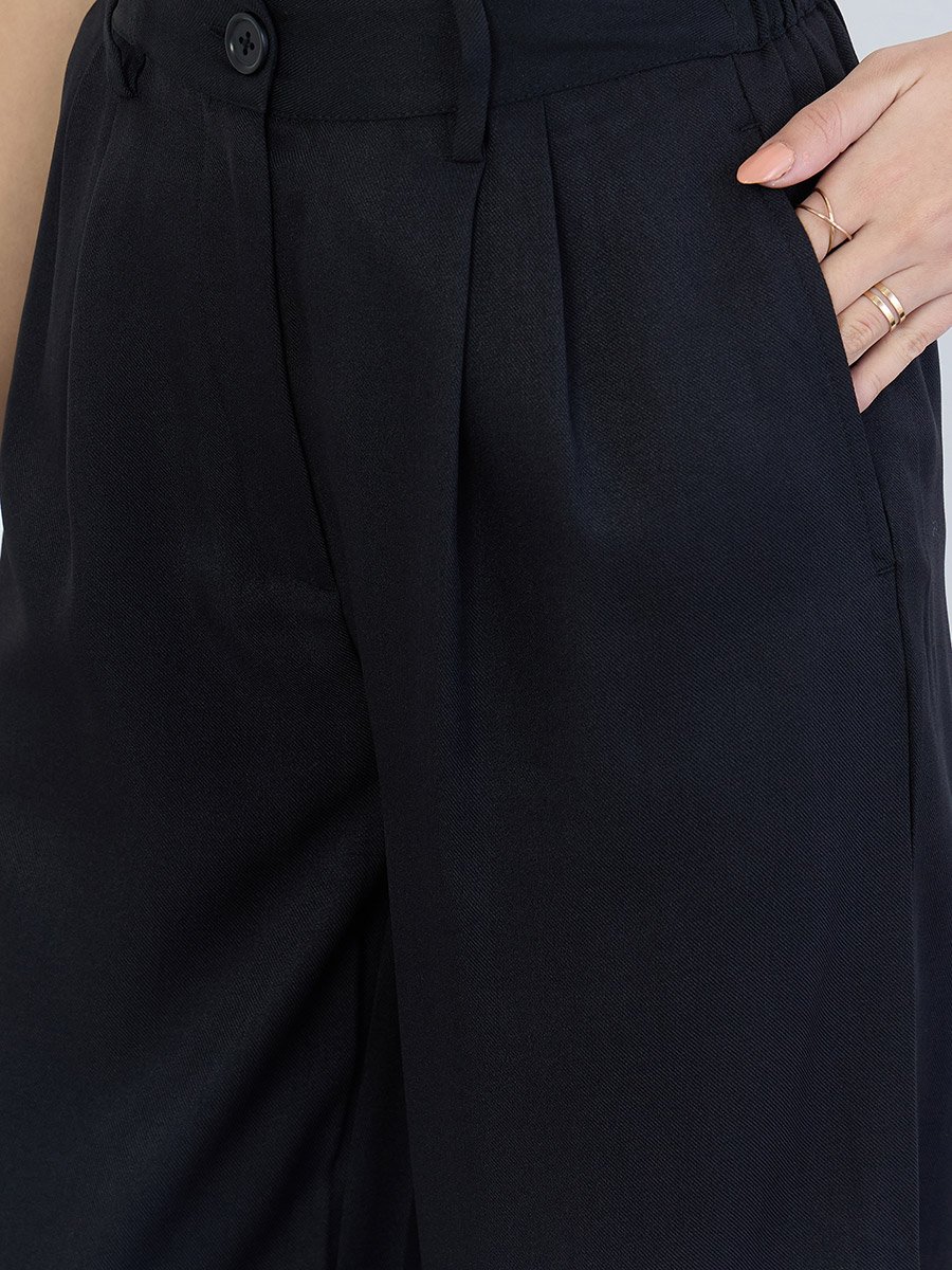 Women Black Wide Leg Trousers