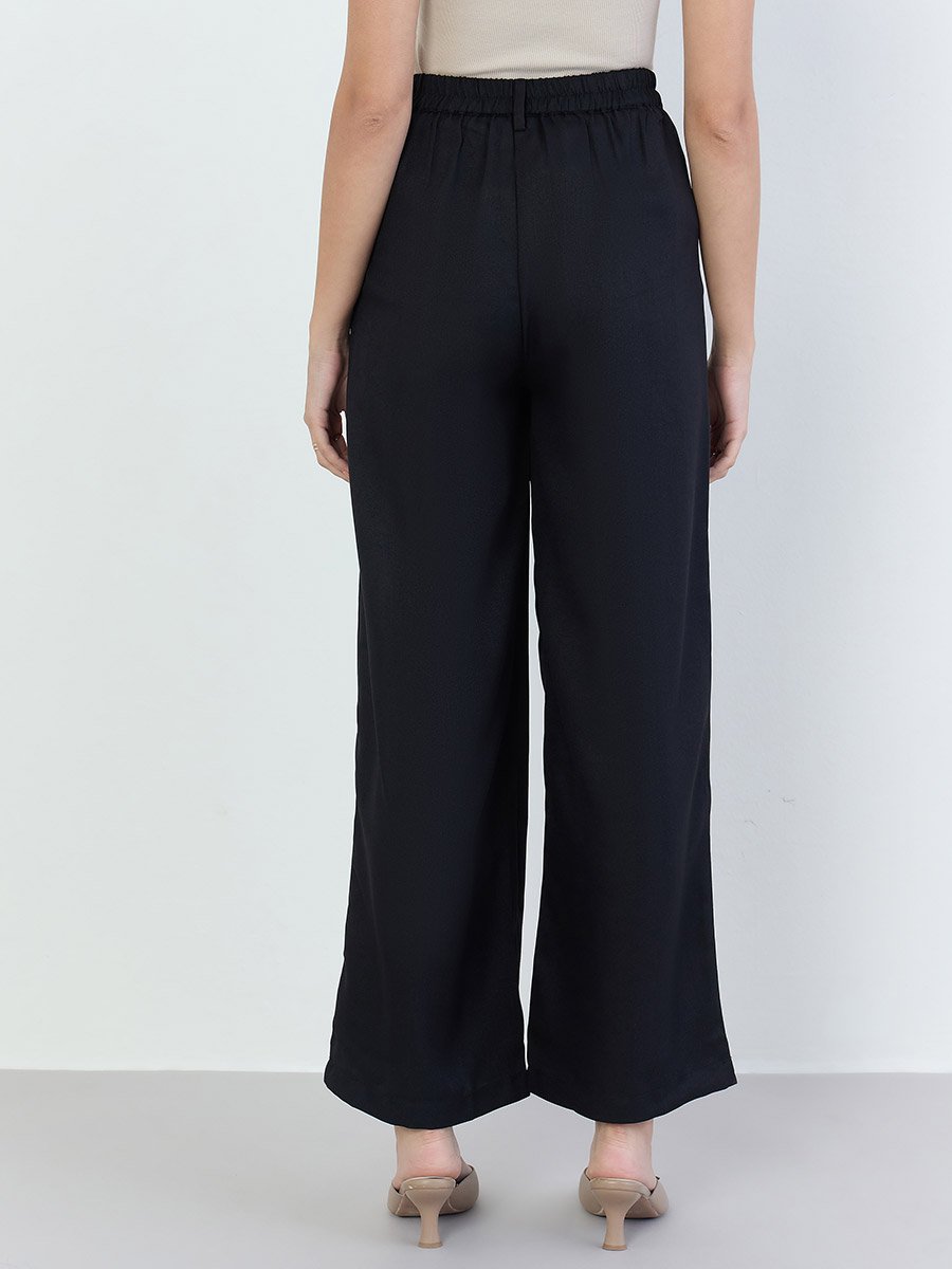 Women Black Wide Leg Trousers