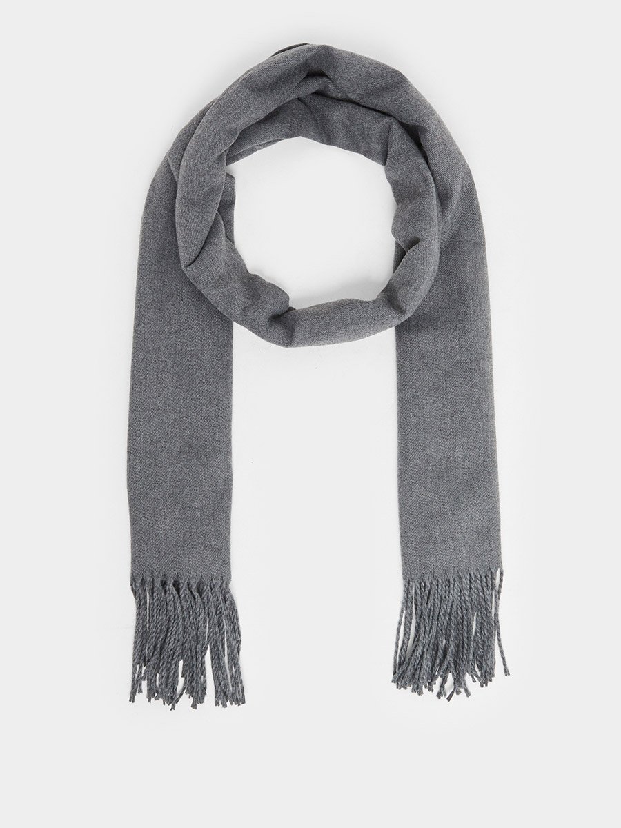 Grey Fringed Scarf