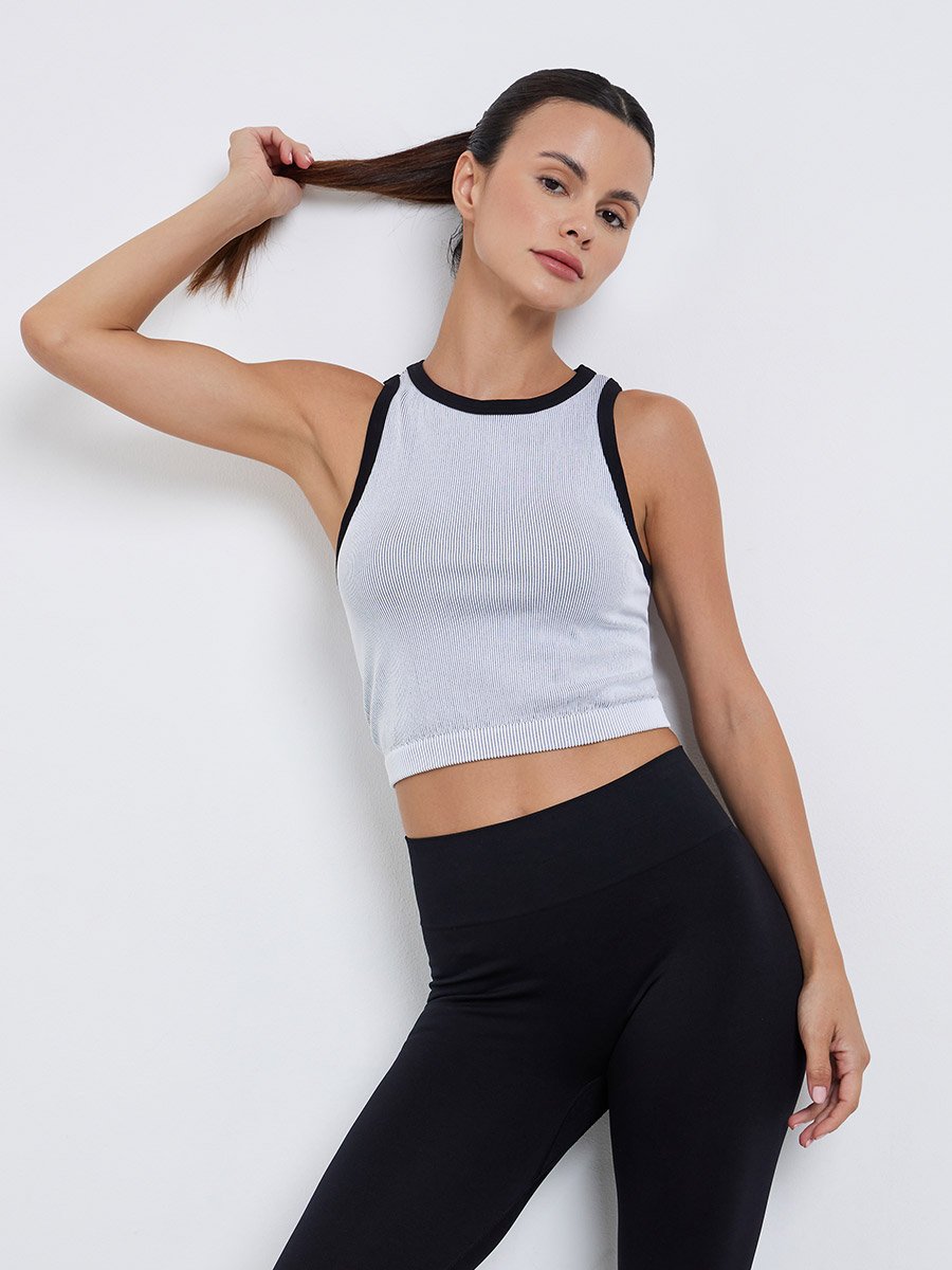 Contrast Edge Ribbed Crop Top and Leggings Set