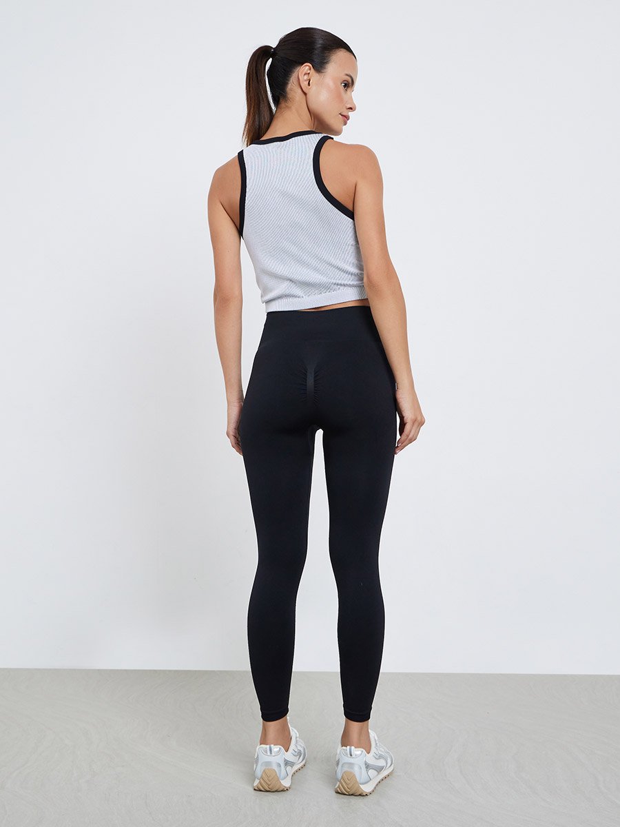 Contrast Edge Ribbed Crop Top and Leggings Set