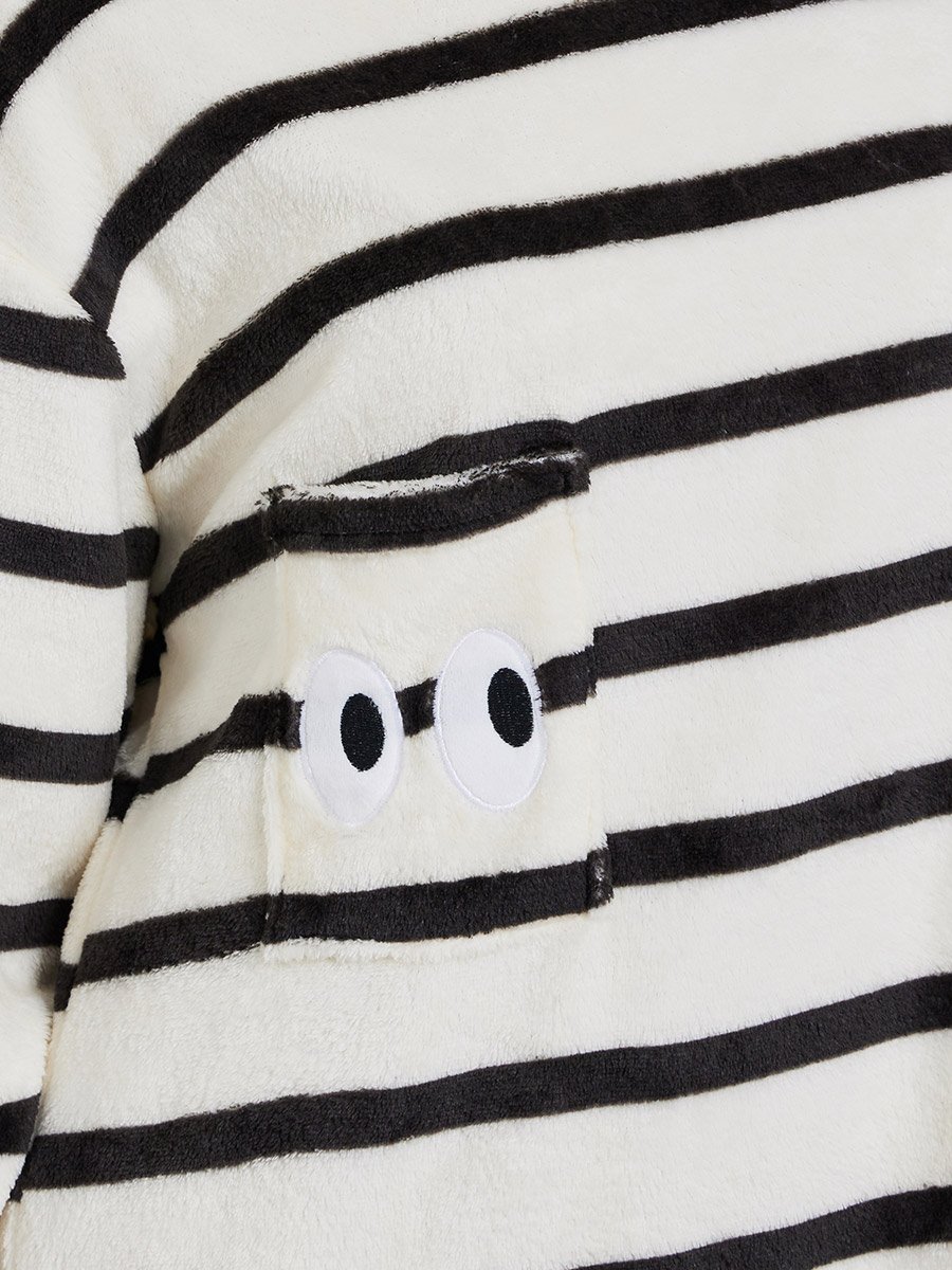 Stripe Embroidered Pocket Detail Nightdress