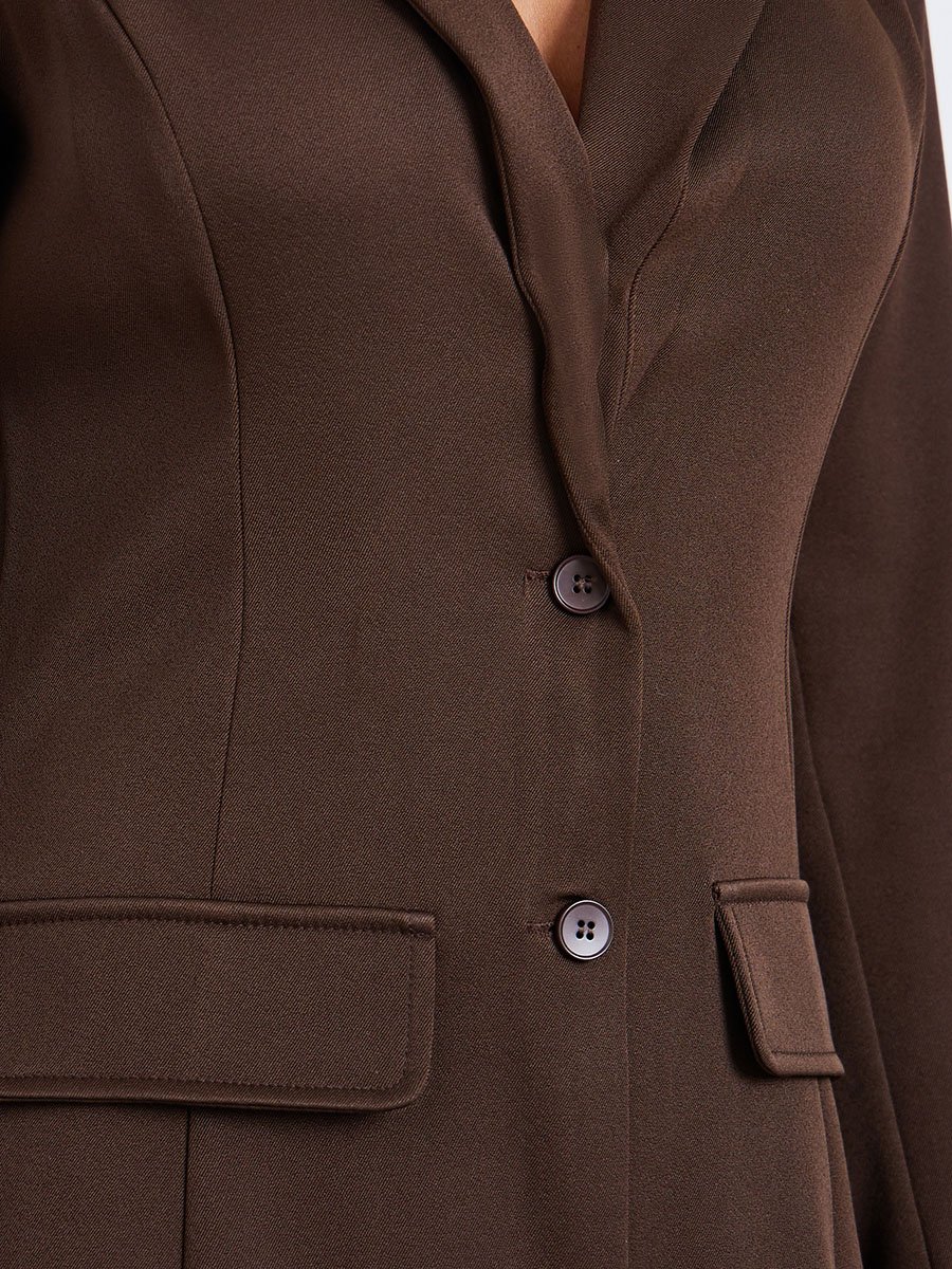 Women Brown Long Sleeves Blazer Mini Dress