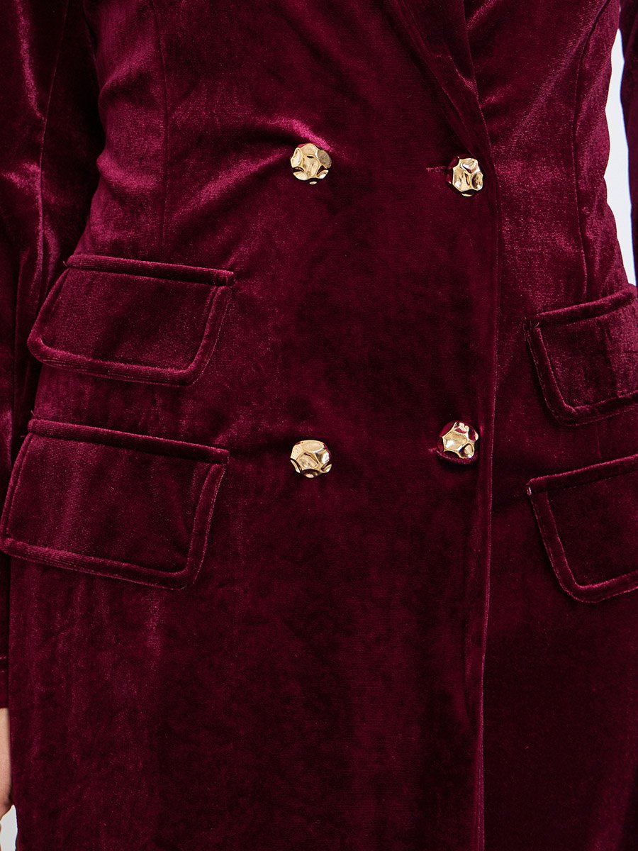 burgundy velvet blazer dress Sherri Hill 55272