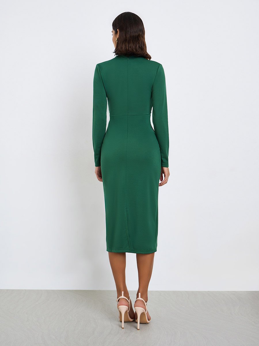 Green Criss-Cross Front Midi Dress For Women at UAE | Styli