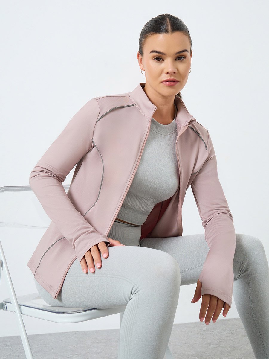 Reflective Stripe Contour Back Mesh Detail Jacket
