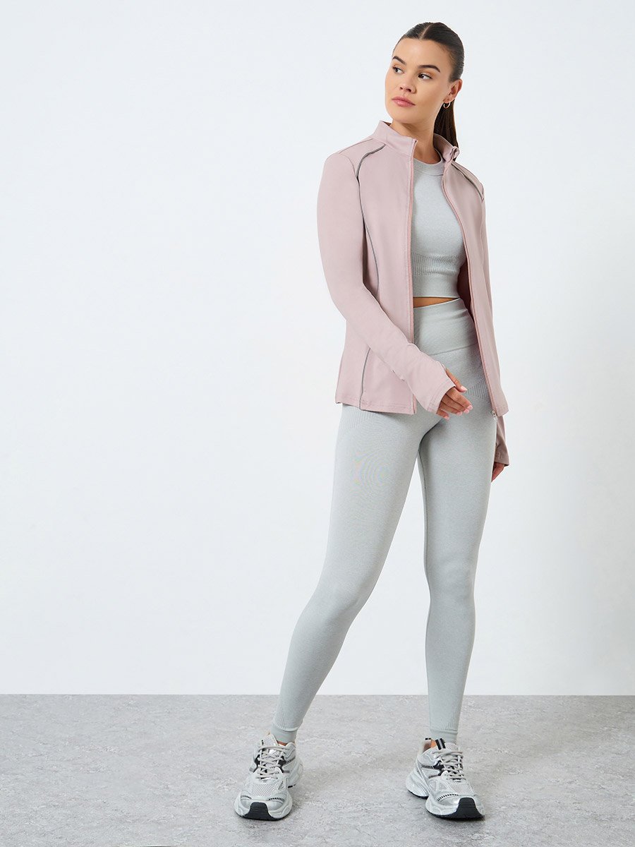 Reflective Stripe Contour Back Mesh Detail Jacket